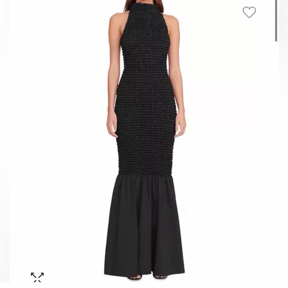STAUD Black Textured Maxi Dress
